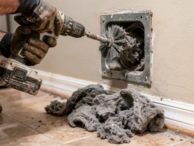 Certified St. Cloud Dryer Vent Cleaning technician performing dryer vent cleaning in St. Cloud